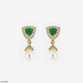 Emerald Pearl Drop Earrings