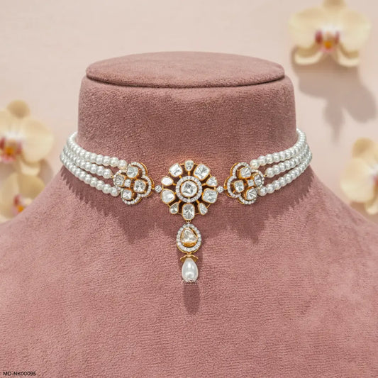 1.25 Carat Regal Maharani Pearl and Polki Choker