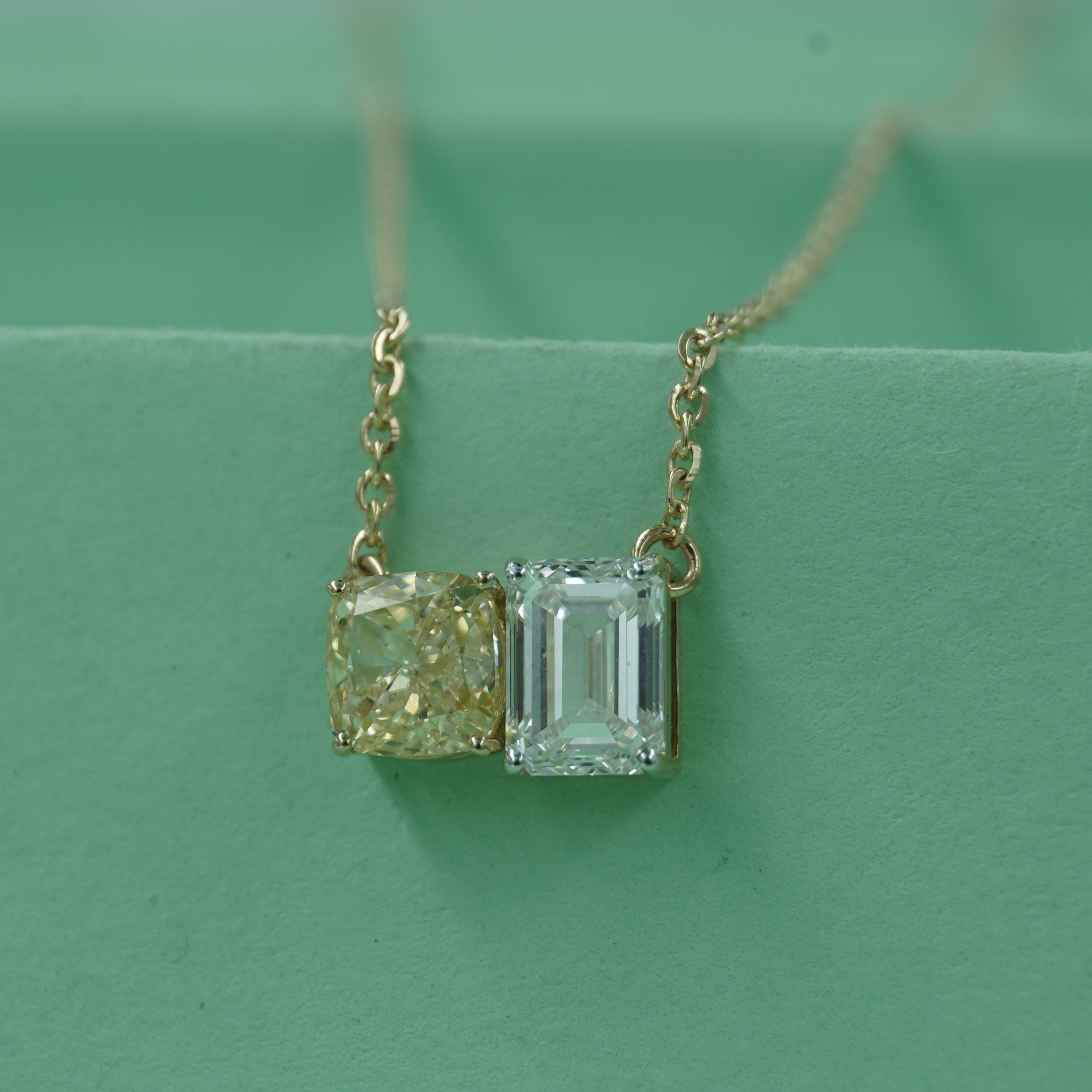 Twin Flame Solitaire Diamond Necklace