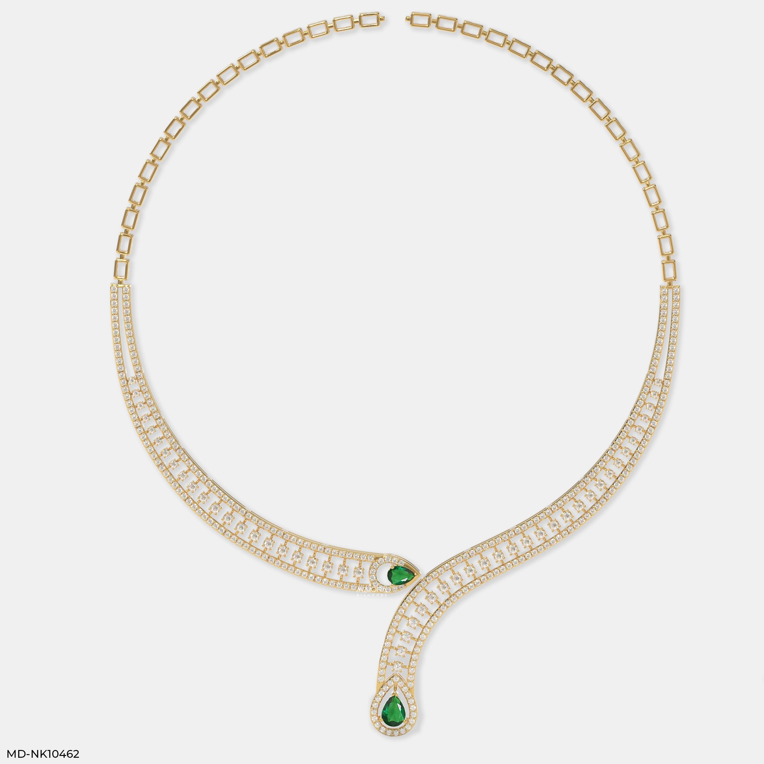 Lariat Collar with Emerald Drops Necklace