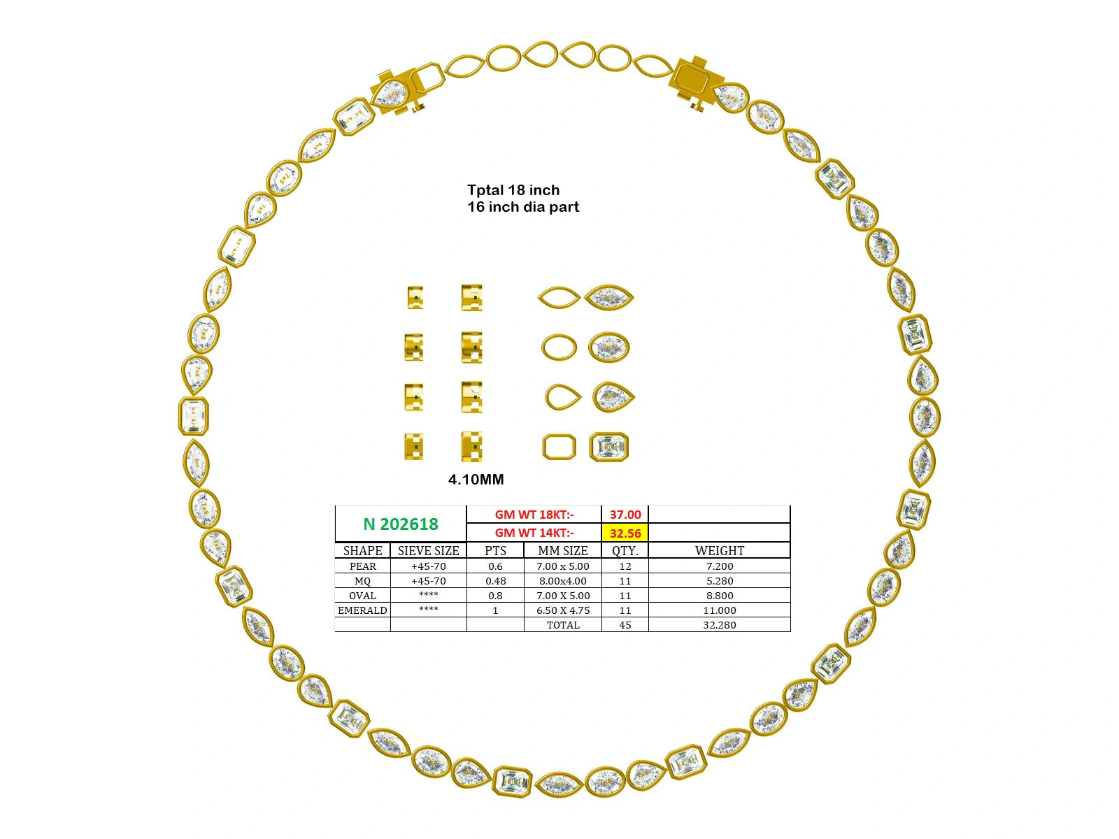 Golden Multi Fancy Shape Diamond Necklace