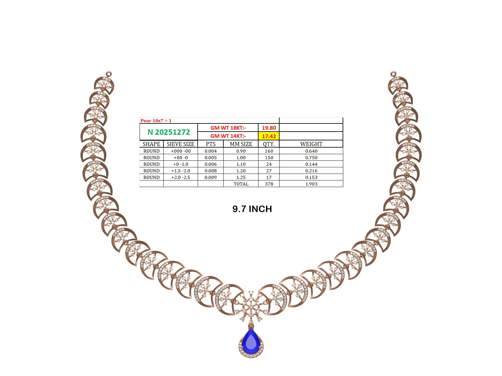 Royal Emerald Crescent Diamond Necklace