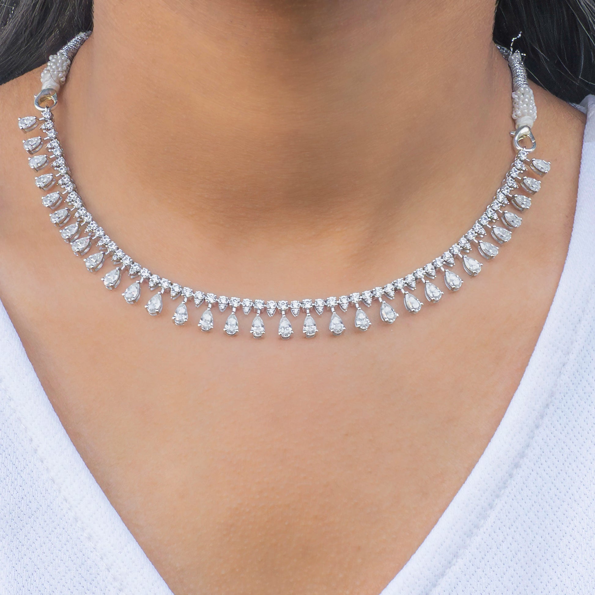 Pear Drop Fringe Lab Diamond Necklace