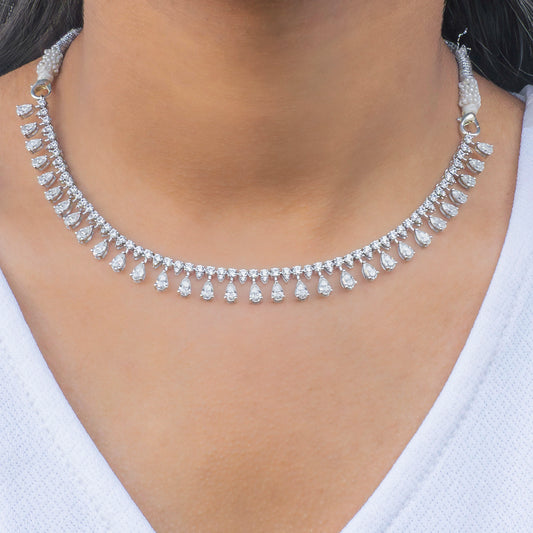 Pear Drop Fringe Lab Diamond Necklace