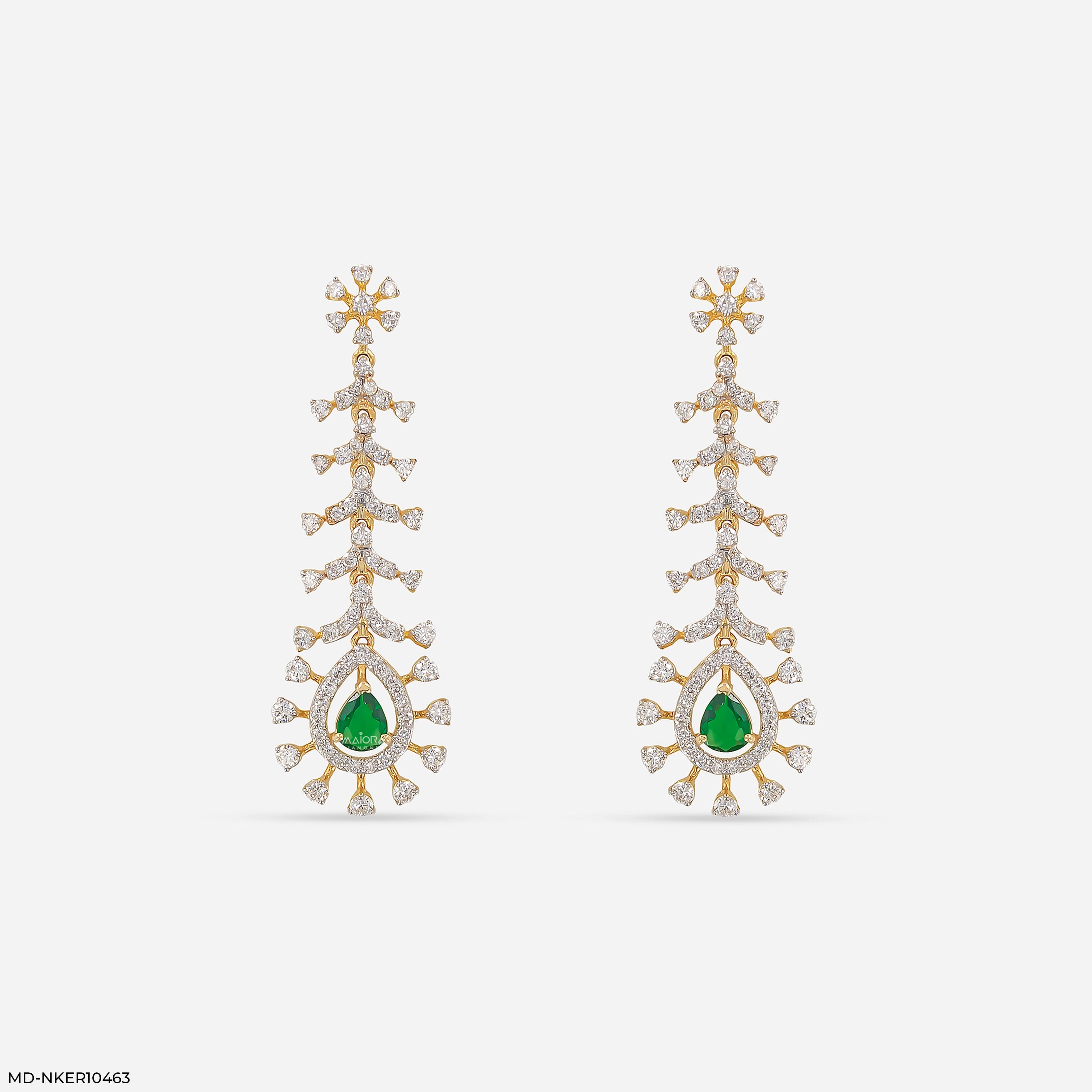 Frozen Fern Emerald Diamond Earrings