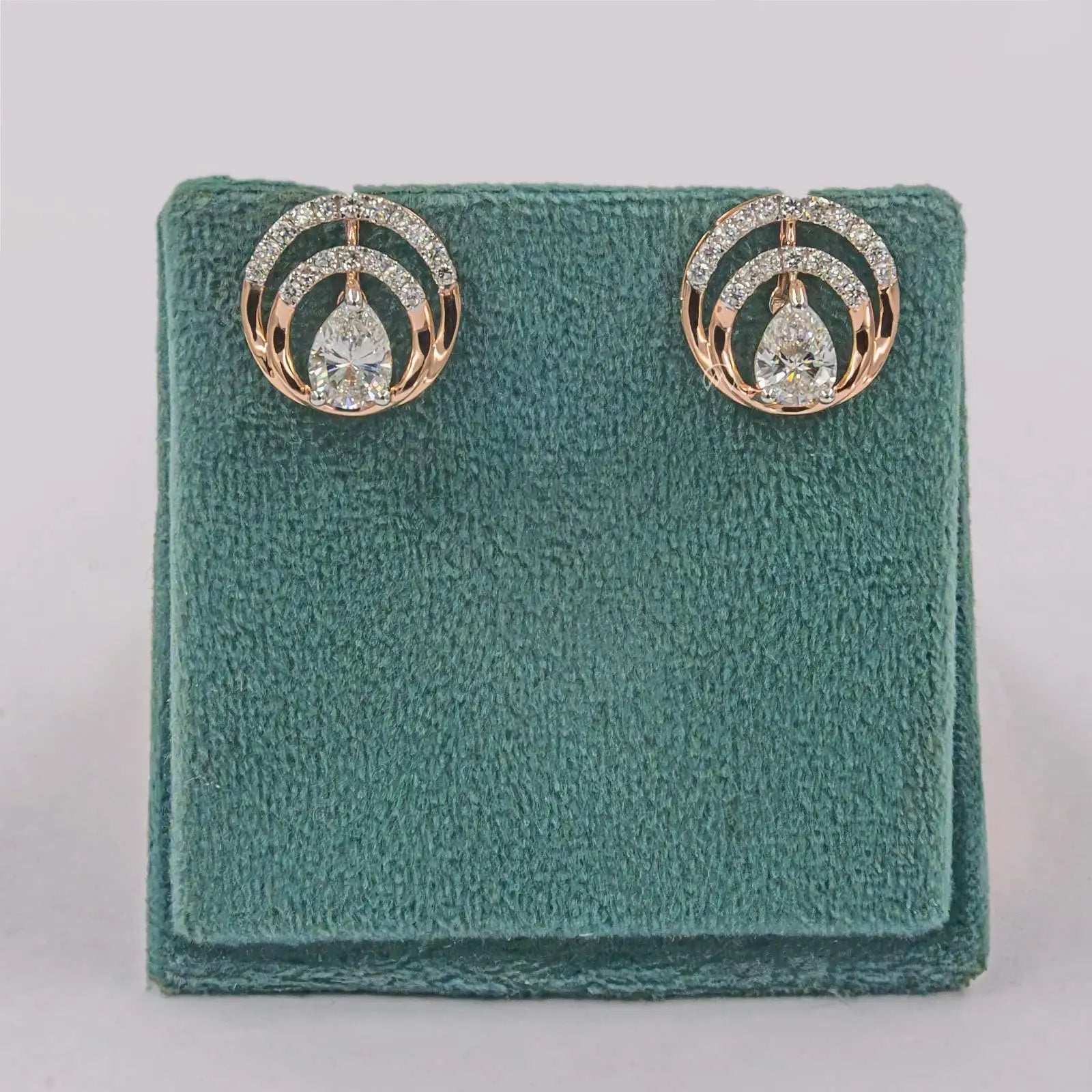 Dual Arc Solitaire Diamond Earrings
