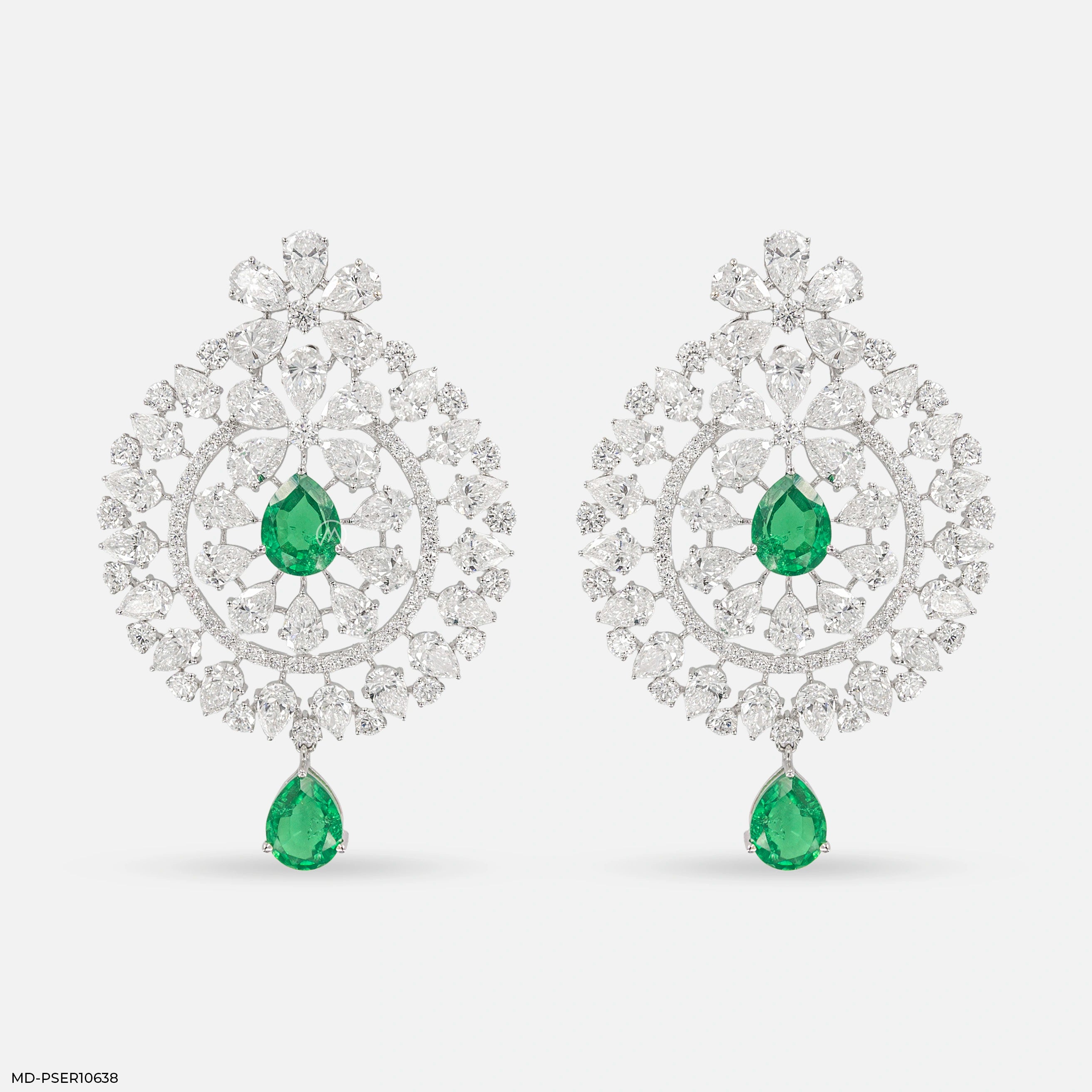 Emerald Mandala Drops Earrings