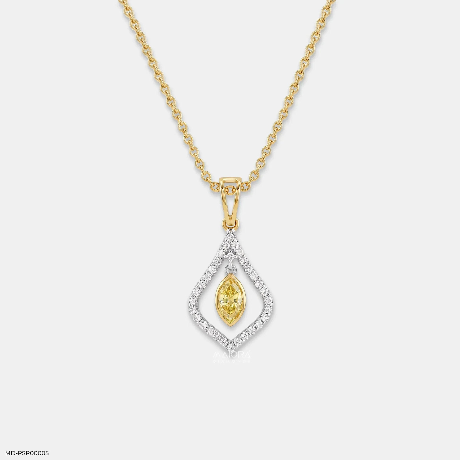0.65 Carat Dual Shade Yellow Color Diamond Pendant