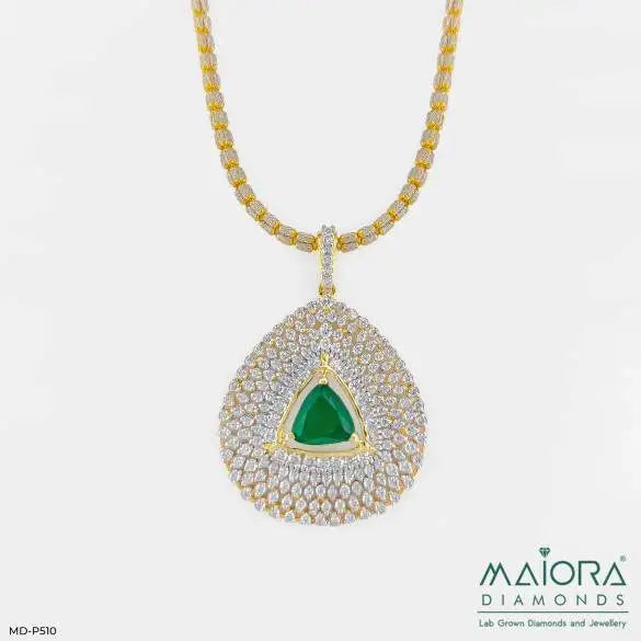 Inverted Pear with Triangle Emerald Pendant