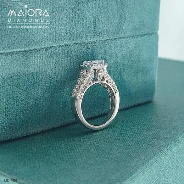 1 Carat Princess Cut Solitaire Halo Ring