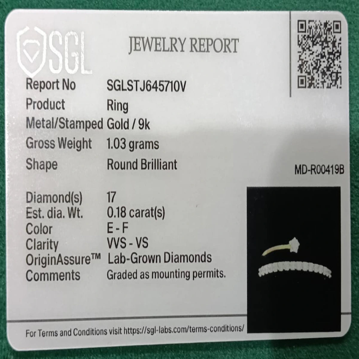 0.20 Carat Star Lab Diamond Open Band Ring