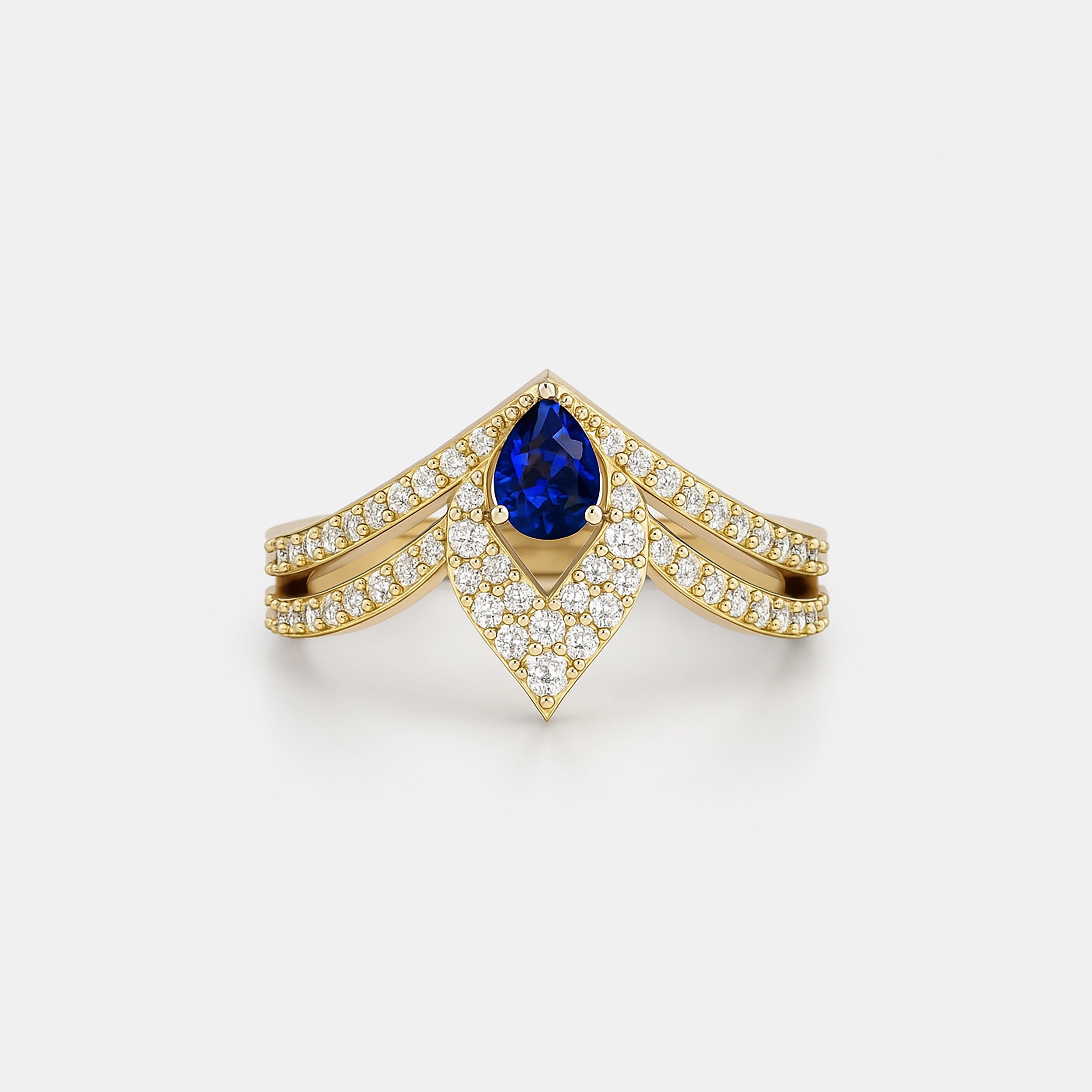 Pear Shaped Chevron Vanki Diamond Ring