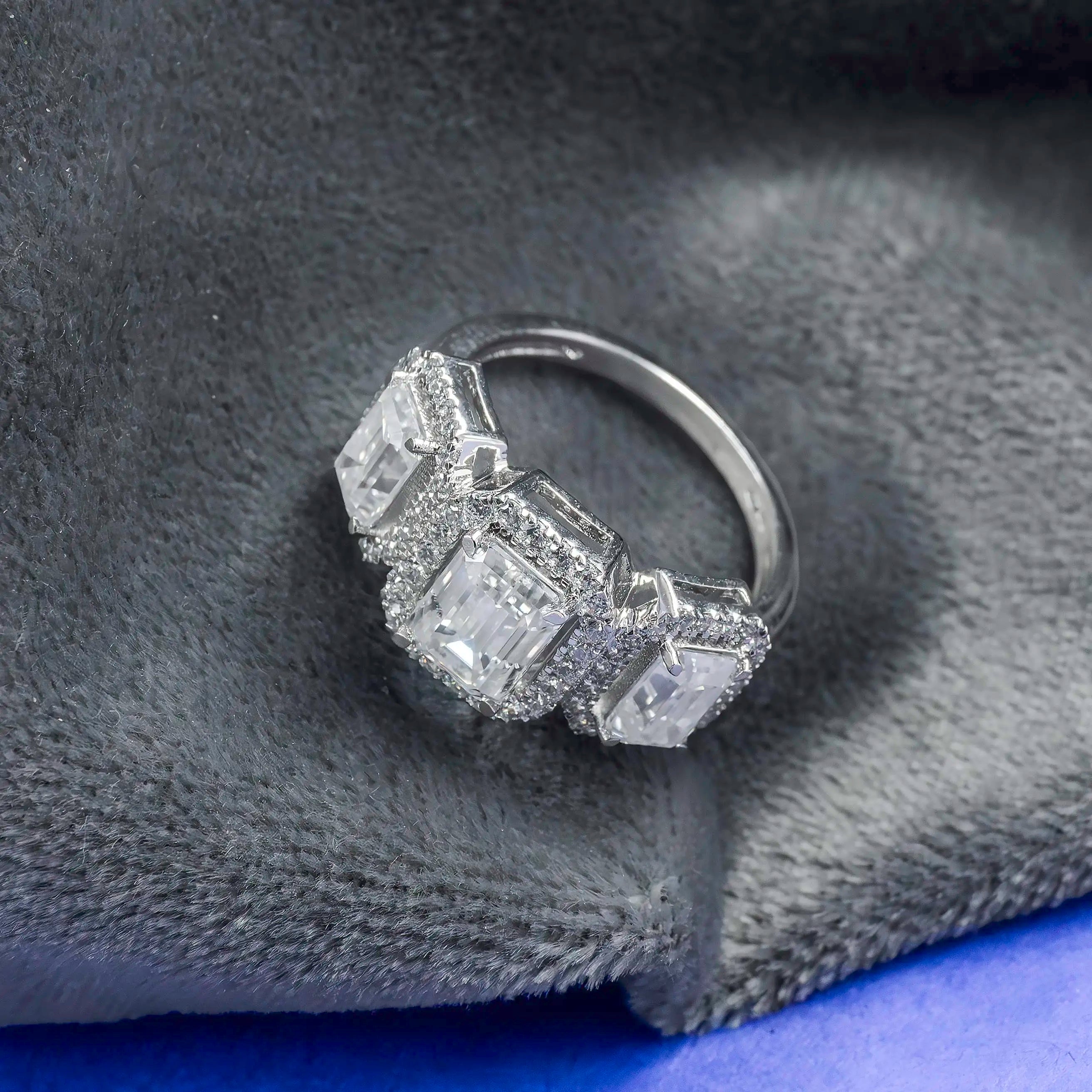 The Trinity Emerald Halo Ring