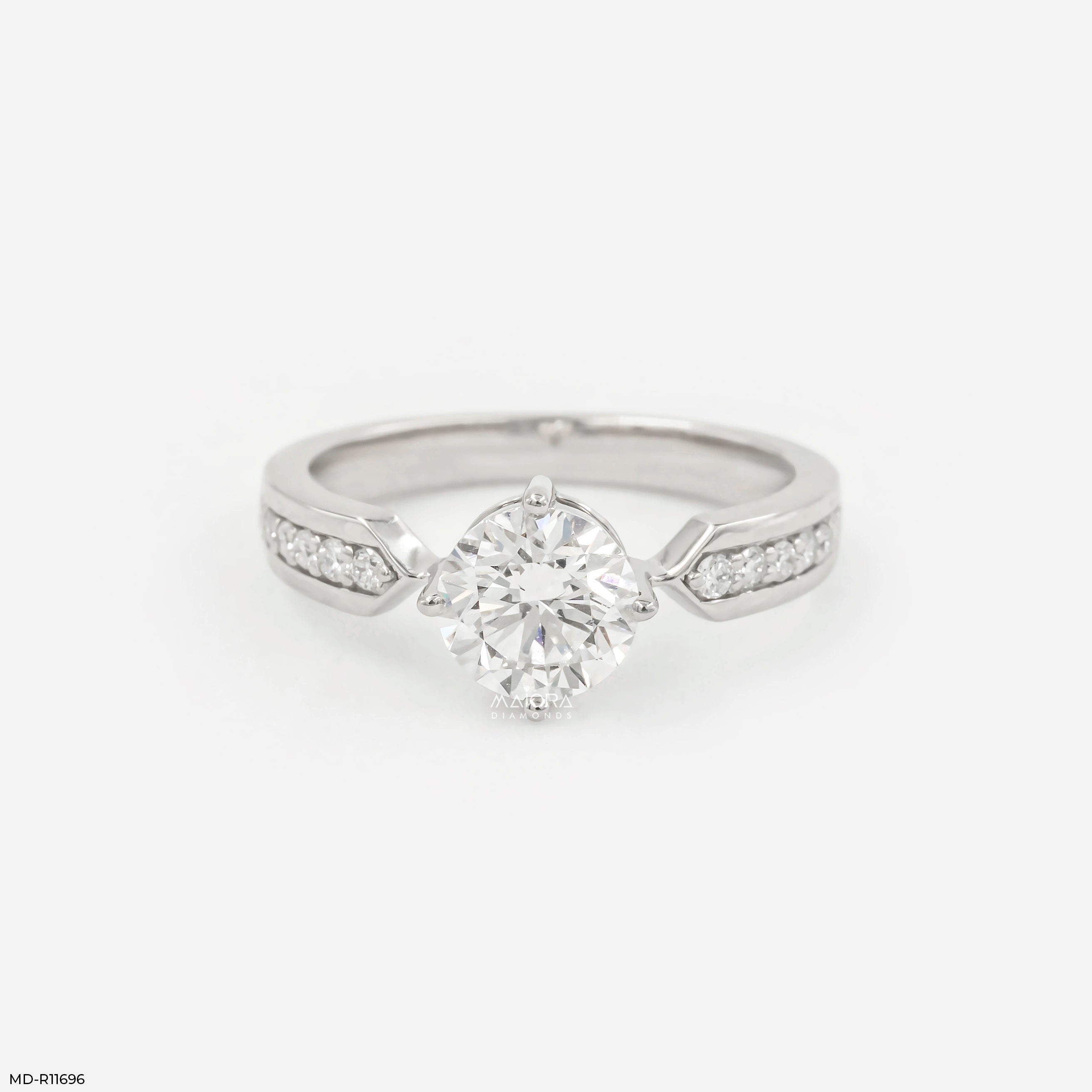 V-Sling Round Solitaire Diamond Ring