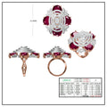 Scarlet Oval Ruby Halo Diamond Cocktail Ring