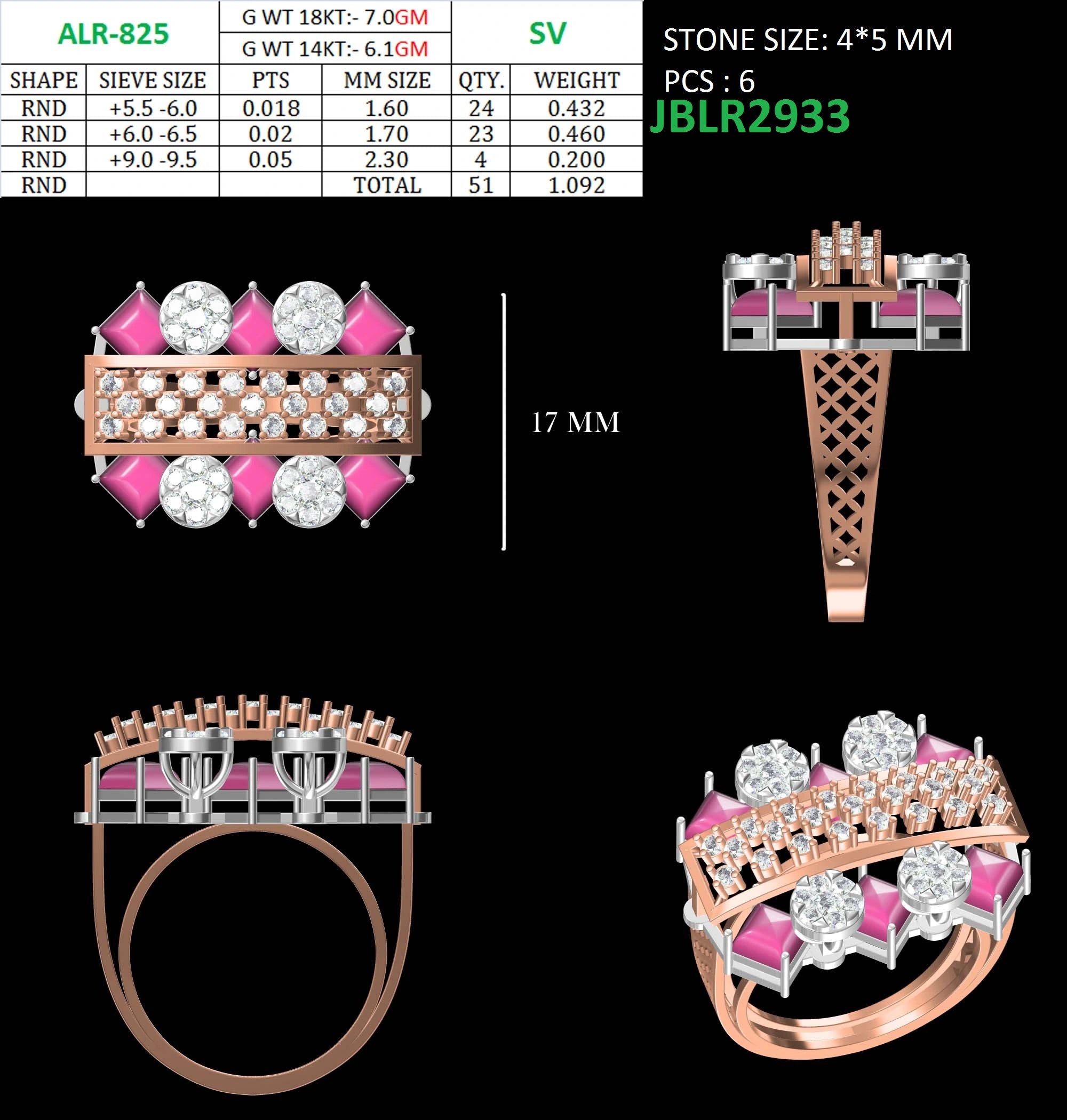 Parallel Ruby Row Diamond Cocktail Ring