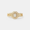 Emerald Cut Diamond Double Halo Ring