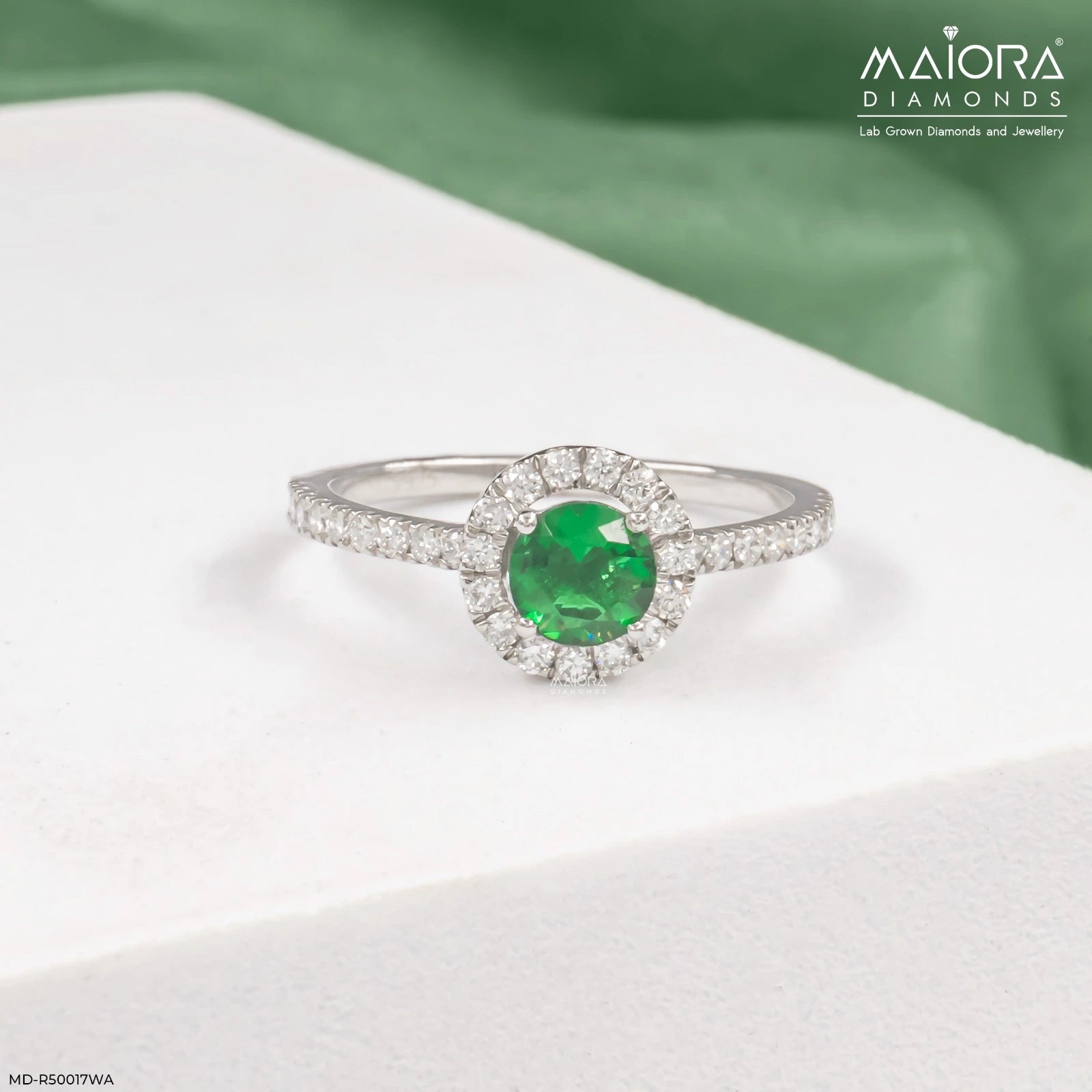 Emerald Bloom Halo Lab Diamond Ring