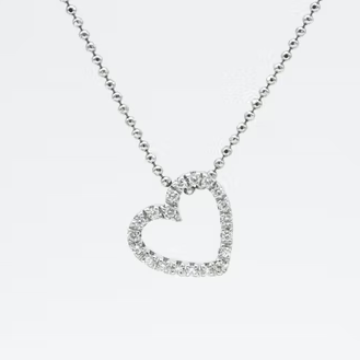 18k White Gold Diamond Heart Necklace